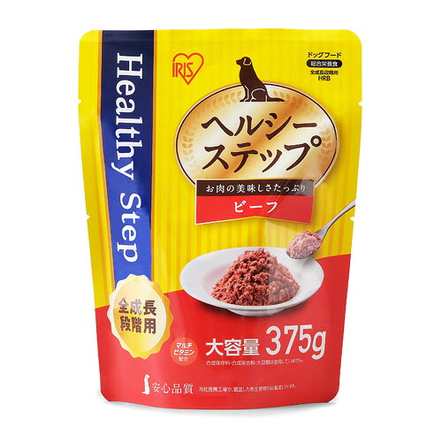 -------------------------------------------------------------- 画像はイメージです。 ※ PC環境により実際の色味や質感と異なって表示される場合がございます。 ※ 部品・パーツなどの一部の商品では本体の商品画像を使用しております。 ※ 製品の仕様・画像・パッケージは、メーカー側から予告なく変更される場合があります。 -------------------------------------------------------------- ▲商品の特性上、基本的にご返品を承ることが出来ません。何卒ご了承ください。（返品・キャンセル不可） 合成保存料、合成着色料、大豆類を一切使用していない全成長段階用の総合栄養食です。マルチビタミンを配合しています。商品サイズ(mm)：約W 150×D ×H 200商品重量(g)：390素材：たんぱく質5.5％以上、脂質4.0％以上、粗繊維1.5％以下、灰分3.5％以下、水分84.0％以下成分（100g当たりエネルギー）：たんぱく質5.5％以上、脂質4.0％以上、粗繊維1.5％以下、灰分3.5％以下、水分84.0％以下、約90kcal一日の給与量の目安：超小型犬（5kg以下）・1/2〜1袋、小型犬（5〜10kg）・1〜2袋、中型犬（10〜20kg）・2〜4袋、大型犬（20〜40kg）・4袋以上生産国：中国 【発売元、製造元、輸入元又は販売元】アイリスオーヤマ こちらの商品は、ペット用の商品です。広告文責：ナチュラルウェブ株式会社TEL：03-6423-0750※パッケージ・内容等予告なく変更する場合がございます。 【メーカー・ブランド】 アイリスオーヤマ / あいりすおーやま / IRIS OHYAMA 【#65】