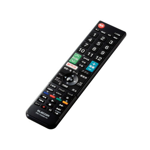 エレコム ELECOM テレビリモコン パナソニック ビエラ対応 設定不要 見やすい 押しやすいボタン Netflix YouTube対応 ブラック ERC-TV02BK-PA