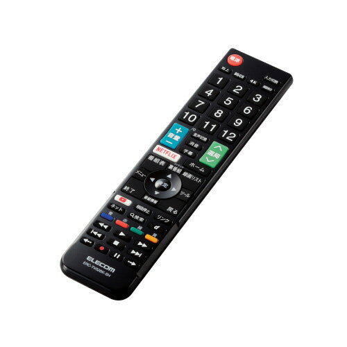エレコム ELECOM テレビリモコン シャープ アクオス対応 設定不要 見やすい 押しやすいボタン Netflix YouTube対応 ブラック ERC-TV02BK-SH