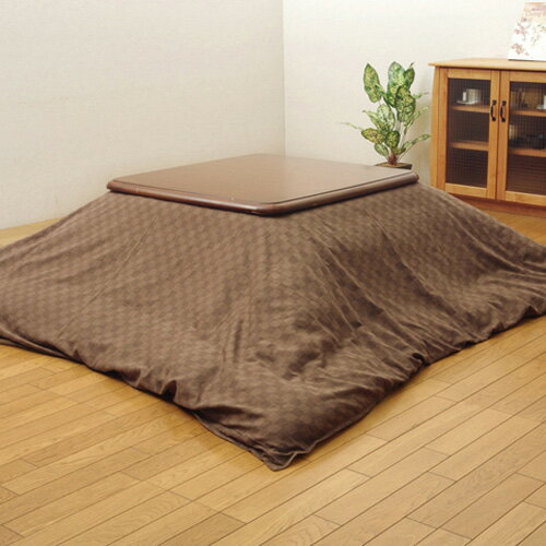 メーカー直送 イケヒコ インド綿100% 格子柄 こたつ布団カバー クレタ ブラウン 約215×215cm