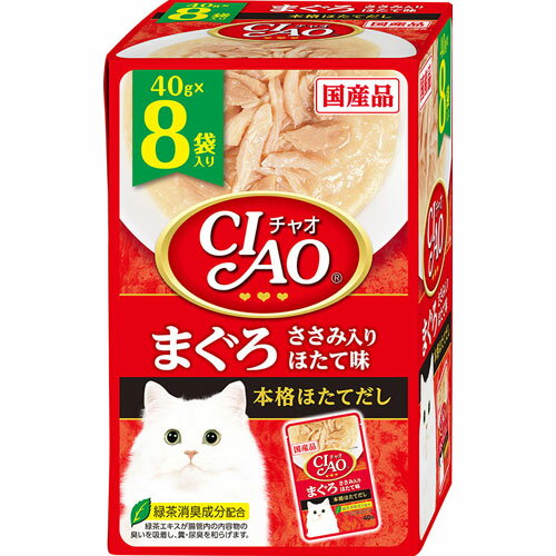 Premium - いなば CIAO チャオ パウチ まぐろ ささみ入り ほたて味 40g×8袋