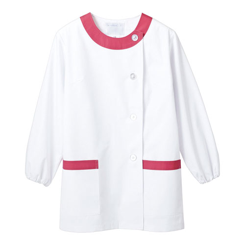 モンブラン MONTBLANC 女性用調理衣長袖 1-093 白/ピンク L
