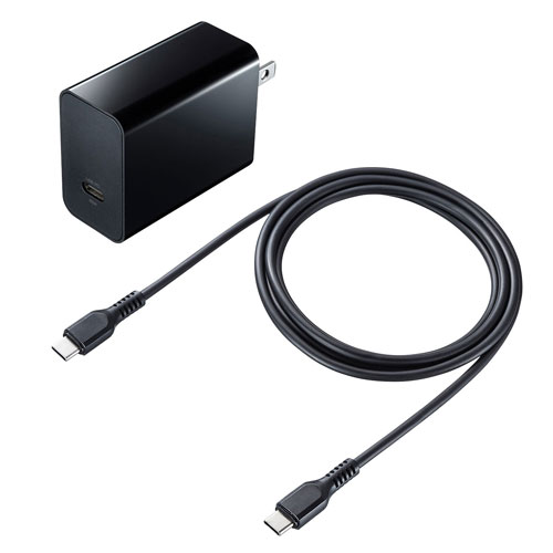サンワサプライ USB PD対応AC充電器 PD45W・TypeCケーブル付 ACA-PD80BK サンワサプライ USB PD対応AC充電器 PD45W・TypeCケーブル付 ACA-PD80BK