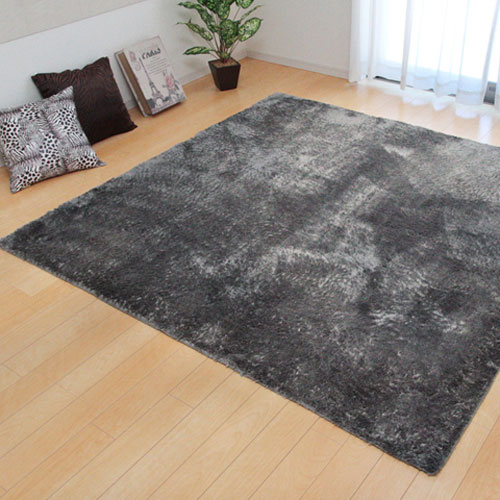 メーカー直送 イケヒコ ラグ カーペット 1.5畳 無地 シャギー調 ラルジュ グレー 約130×185cm ホットカーペット対応