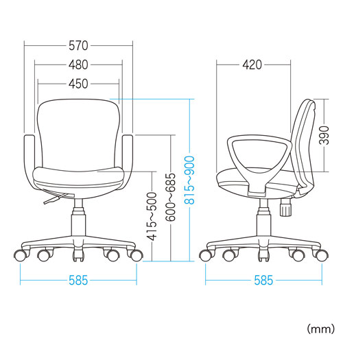 メーカー直送 サンワサプライ オフィスチェア 肘あて付 ブラック SNC-022KBK2 [3]