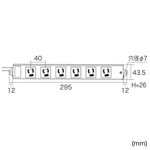 サンワサプライ 工事物件タップ 6個口 3m TAP-KS6-3