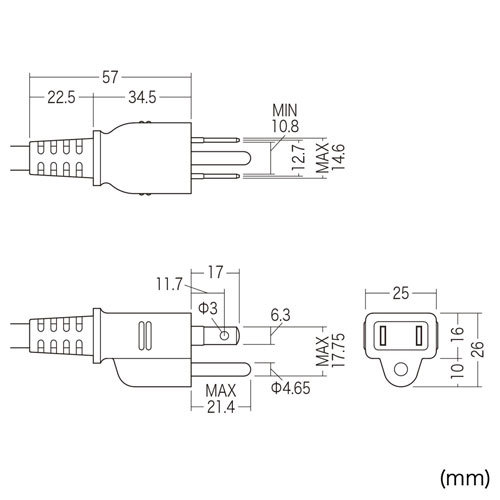 サンワサプライ 工事物件タップ 6個口 3m TAP-KS6-3