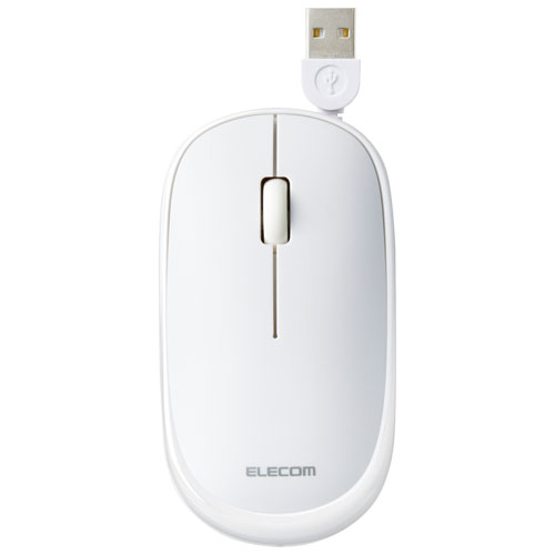 Optical Mouse - エレコム ELECOM マウス 有線 静音 3ボタン ケーブル巻取 薄型 収納ポーチ付き 左右対称 重さ53g ホワイト M-TM10UBWH