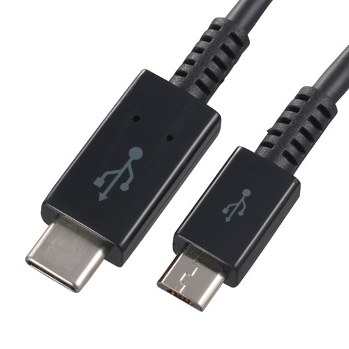 樂天商城 - オーム電機 USB Type-Cケーブル CタイプーMicroBタイプ 1m 黒 SMT-L10CM-K