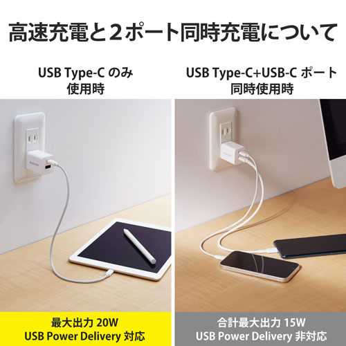 ���쥳�� ELECOM USB Type-C ���Ŵ� PD�б� �������20W iPhone iPad Air Galaxy Xperia AQUOS OPPO Android ���� ���� �ۥ磻�� MPA-ACCP35WH