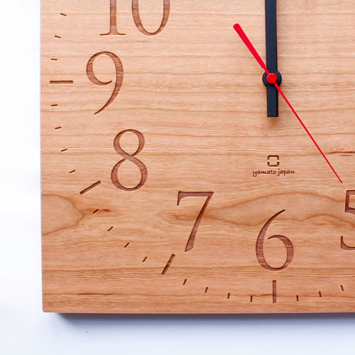 ヤマト工芸 MUKU スタンダード 掛け時計 数字 チェリー YK14-101 時計 掛け時計 壁掛け 壁掛け時計 北欧 木製 アナログ インテリア シンプル ナチュラル [2]