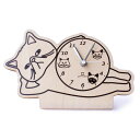 ヤマト工芸 stand clock CATS スタンド型キャッツクロック 置き時計 エキゾチックショートヘア YK19-104 時計 数字 猫 ねこ 子供部屋 天然木 木製 木 日本製