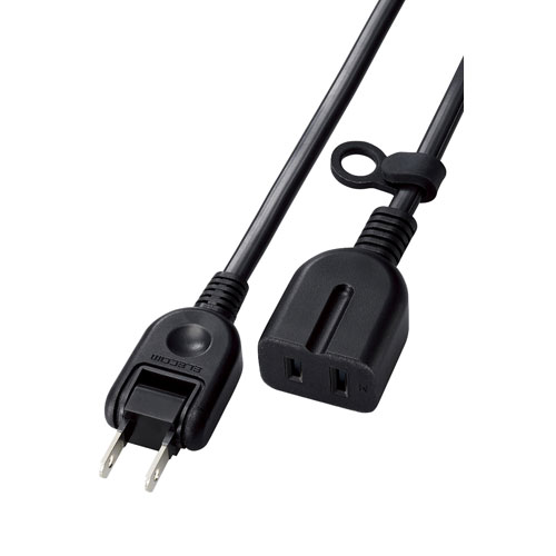 ~2 Holes - エレコム ELECOM 電源タップ 延長コード コンセント 3m 2P 1個口 ほこりシャッター 絶縁キャップ スイングプラグ 125V 15A 1500W ブラック T-X01-2130BK