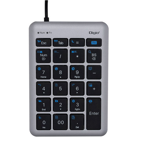 Webbyのナカバヤシ Digio2 有線 USB Type-A テンキーボード ショートカット付 グレーブラック TNK-SU236GYBK｜アングル2