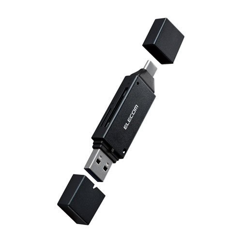 ポスト投函 エレコム ELECOM メモリーカードリーダー/USB Type-C&USB-A両対応タイプ ブラック MR3C-D207BK