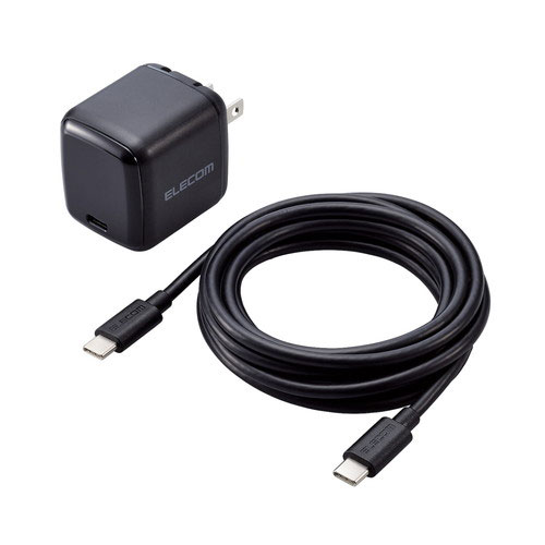 エレコム ELECOM USB 充電器 PD 65W PPS対応 Type-C×1 小型 MacBook Windows iPad iPhone Android C-Cケーブル ブラック ACDC-PD8765BK