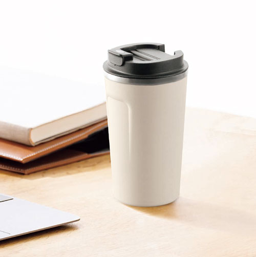 カクセー ココカフェ 蓋付き真空二重タンブラー 400ml アイボリー CC-40I