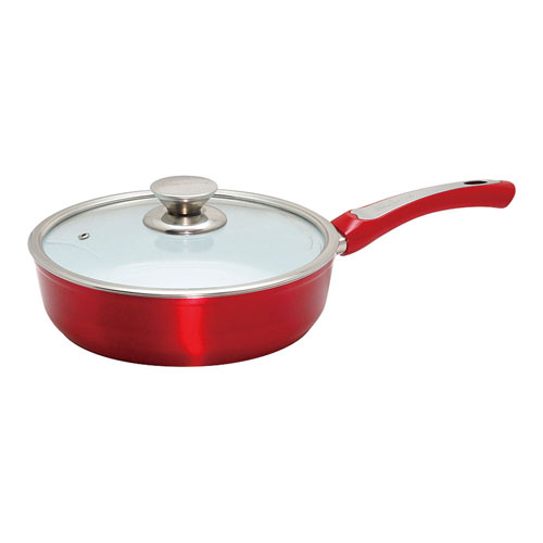 Glass Fry Pans - D&S シャイニーセラミックディープパン 24cm ガラス蓋付