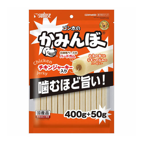 -------------------------------------------------------------- 画像はイメージです。 ※ PC環境により実際の色味や質感と異なって表示される場合がございます。 ※ 部品・パーツなどの一部の商品では本体の商品画像を使用しております。 ※ 製品の仕様・画像・パッケージは、メーカー側から予告なく変更される場合があります。 -------------------------------------------------------------- ▲商品の特性上、基本的にご返品を承ることが出来ません。何卒ご了承ください。（返品・キャンセル不可） かむほど旨い！お魚の香りとチキンの旨みがたまらないかみごたえがあるハードタイプガムです。噛むことでストレス解消、歯と歯ぐきの健康維持に役立ちます。■ 給与方法商品表示の与え方を参考にして1日2〜3回に分け、おやつとして与えてください。幼犬(生後1年未満)および歯の弱った高齢犬には与えないでください。■ 原材料穀類(とうもろこし等)、魚介類、乳類、肉類(チキン等)、糖類、リン酸化オリゴ糖カルシウム、いも類、ミネラル類(炭酸カルシウム、リン酸カルシウム、塩化カリウム、炭酸亜鉛、硫酸マグネシウム、塩化ナトリウム、硫酸鉄、硫酸銅、炭酸マンガン、ヨウ素酸カルシウム)、品質保持剤(プロピレングリコール)、保存料(ソルビン酸カリウム)、増粘安定剤(グリセリン)、ビタミン類(コリン、C、E、ニコチン酸、パントテン酸、A、B6、B1、B2、葉酸、B12、D)、アミノ酸類(L-リジン塩酸塩)、pH調整剤、酸化防止剤(エリソルビン酸ナトリウム、ミックストコフェロール、ローズマリー抽出物)、着色料(黄5)■ 保証成分たん白質10.0％以上、脂質1.0％以上、繊維質2.0％以下、灰分15.0％以下、水分23.5％以下■ エネルギー約270kcal/100g■ 賞味期限 365日■ 生産地日本■ 注意・本商品は犬用です。・子供が誤食しないように、子供の手の届かないところに保管して下さい。・子供がペットに与えるときは、安全のため大人が監視してください。・給与量の目安をお守りください。 【発売元、製造元、輸入元又は販売元】株式会社マルカン（サンライズ） こちらの商品は、ペット用の商品です。広告文責：ナチュラルウェブ株式会社TEL：03-6423-0750※パッケージ・内容等予告なく変更する場合がございます。 【メーカー・ブランド】 MARUKAN / まるかん 【#119】　