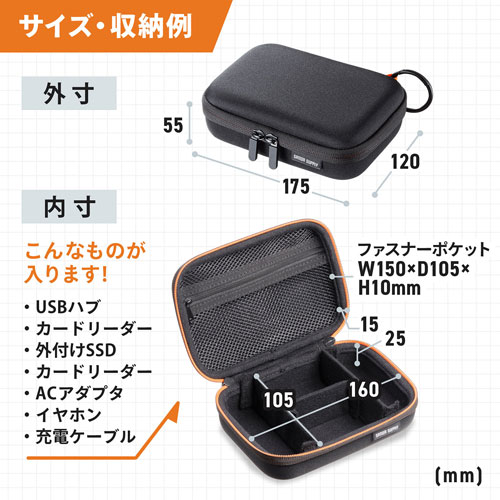 サンワサプライ セミハードガジェットケース S ブラック IN-HDAD3BK webby-14668264 Webby サンプル画像3