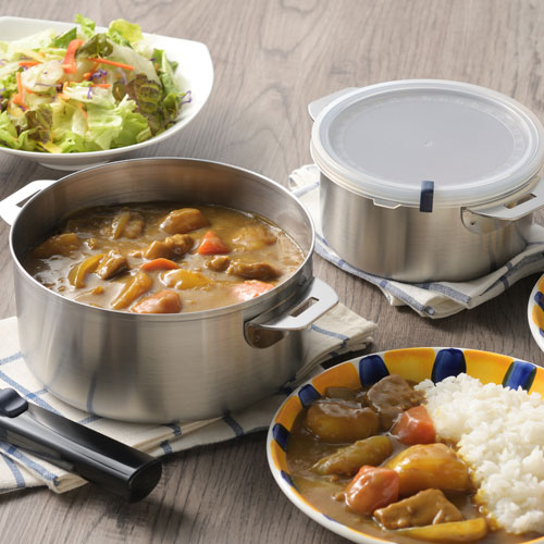 ヨシカワ 郷技 着脱式ハンドル鍋 2点セット 14・18cm 樹脂蓋付 YJ3617