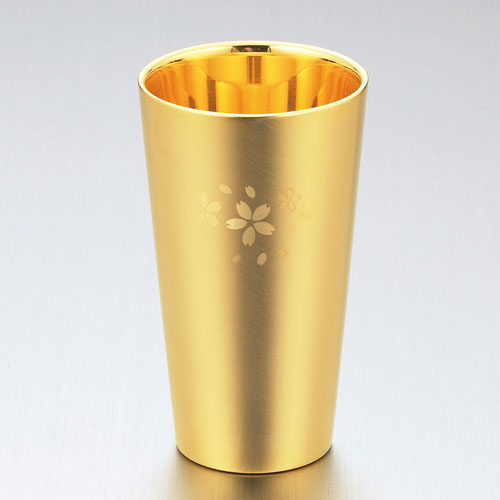 霜龍器物 金の贅 桜 18-8ステンレスW構 金めっき仕上 タンブラー SK-004
