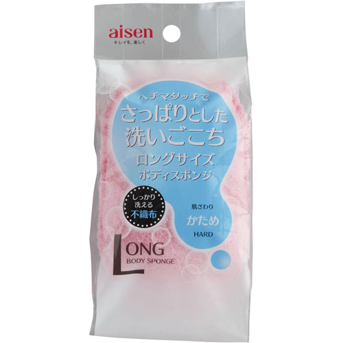 アイセン ロング ボディスポンジ フレッシュ さっぱりした洗いごこち ピンク BE308