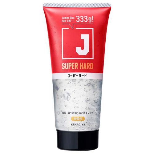 -------------------------------------------------------------- 画像はイメージです。 ※ PC環境により実際の色味や質感と異なって表示される場合がございます。 ※ 部品・パーツなどの一部の商品では本体の商品画像を使用しております。 ※ 製品の仕様・画像・パッケージは、メーカー側から予告なく変更される場合があります。 -------------------------------------------------------------- ヘビーユーザーのためのジャンボサイズジェル。 ●発売から25年目を迎え、耐湿性ポリマー(※1)を新配合(※2)。●一日中髪型をキープし、洗い落としも簡単。●白い粉が出にくく、水をつければ簡単に再整髪できる。●使いやすい無香料タイプ。●大容量333g。●どんな髪質もしっかり固定するスーパーハード。※1…(アクリレーツ/メタクリル酸エチルアミンオキシド)コポリマー※2…スタイリング成分として■表示成分/全成分水、エタノール、PVP、ポリクオタニウム-11、(アクリレーツ/メタクリル酸エチルアミンオキシド)コポリマー、カキタンニン、加水分解シルク、ダマスクバラ花水、PEG-8、オキシベンゾン-5、カルボマー、TEA、乳酸、乳酸Na、EDTA-4Na、フェノキシエタノール、メチルパラベン、プロピルパラベン■使用方法・適量をとり、髪になじませてヘアスタイルを整えます。・乾燥後は手ぐしやブラシを通さないでください。■原産国日本 【使用上の注意点】・お肌に異常が生じていないかよく注意して使用してください。・お肌に合わないとき即ち次のような場合には、使用を中止してください。そのまま使用を続けると、症状を悪化させることがあるので、皮フ科専門医等にご相談されることをおすすめします。(1)使用中、赤み、はれ、かゆみ、刺激、色抜け(白斑等)や黒ずみ等の異常があらわれた場合(2)使用したお肌に、直射日光があたって上記のような異常があらわれた場合・傷やはれもの、湿疹等、異常のある部位にはお使いにならないでください。・目に入った場合は、すぐに水かぬるま湯で洗い流してください。・極端に高温または低温の場所、日光の当たる場所に置かないでください。・乳幼児の手の届かない所に置いてください。 【発売元、製造元、輸入元又は販売元】柳屋本店 商品区分：化粧品広告文責：ナチュラルウェブ株式会社TEL：03-6423-0750※パッケージ・内容等予告なく変更する場合がございます。 【メーカー・ブランド】 YANAGIYA / やなぎやほんてん 【#194】　