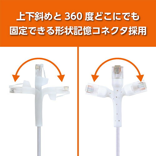 Webbyのナカバヤシ MCO CAT.6A固定できるLANケーブル ホワイト 5m C6A-K050-W｜アングル3