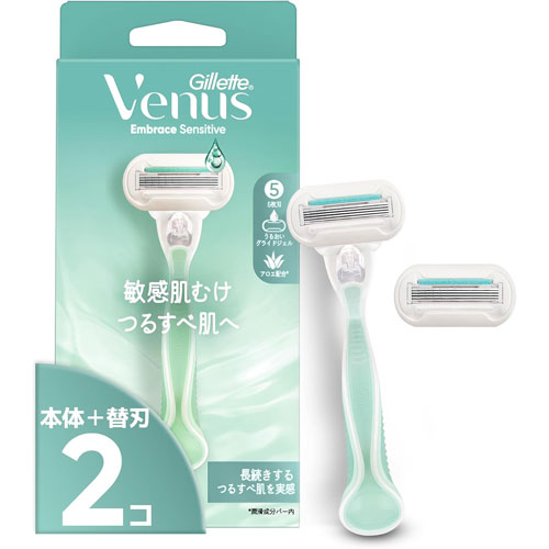 P&G ジレット ヴィーナス エンブレイス センシティブ 敏感肌むけ ホルダー 替え刃式 本体 + 替え刃 2個入 P&G ジレット ヴィーナス エンブレイス センシティブ 敏感肌むけ ホルダー 替え刃式 本体 + 替え刃 2個入