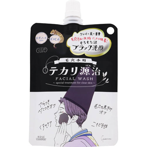 コーセー クリアターン 毛穴小町 テカリ源治 もちもちブラック洗顔 120g