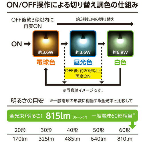 まとめ買い オーム電機 LED電球 E26 60W形相当 3段階調色 電球色スタート LDA7L-G/...