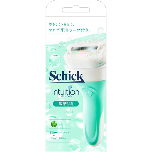 -------------------------------------------------------------- 画像はイメージです。 ※ PC環境により実際の色味や質感と異なって表示される場合がございます。 ※ 部品・パーツなどの一部の商品では本体の商品画像を使用しております。 ※ 製品の仕様・画像・パッケージは、メーカー側から予告なく変更される場合があります。 -------------------------------------------------------------- 敏感肌用。オーガニック素材を用いたナチュラルソープ（ローズの香り）付き刃。　　　●うるおいソープつきで、お手入れらくちん。●ボディソープいらずでやさしくそれる。●アロエ(※アロエベラ葉エキス(保湿剤))&茶葉(※チャ葉エキス(皮膚コンディショニング剤))のソープでシェービングしながら肌にうるおいを与えます。●濡らすだけで、カミソリの動きをスムーズにし、肌にうるおいを与えるソープ(保湿成分配合)●スイングヘッドの4枚刃が身体の微妙なカーブに合わせて動きます。また、ソープの減りに合わせて、ヘッドの高さを自動的に調節します。●肌に刃があたるのを最小限に抑えるセーフティワイヤー。●濡れた手でもすべりにくいラバーグリップ付き。■表示成分/全成分パルミチン酸Na、ヤシ脂肪酸Na、イソステアリン酸Na、水、パルミチン酸K、グリセリン、イソステアロイルラクチレートNa、ヤシ脂肪酸K、パルミチン酸、イソステアリン酸K、カオリン、ヤシ脂肪酸スクロース、酸化チタン、塩化Na、イソステアリン酸、PEG-50シア脂、ヤシ脂肪酸、香料、リナロール、エチドロン酸4Na、ペンテト酸5Na、チャ葉エキス、アロエベラ葉エキス■使用方法(1)刃の部分とモイスチャーソープをお湯、又は水に濡らします。(2)肌とモイスチャーソープが濡れている状態で、なでるようにやさしく剃ってください。(3)ご使用後は、肌とカミソリを洗い流してください。※カミソリ本体の水分をしっかりときり、キャップをつけずにシャワーハンガーにかけ、よく乾かしてください。■使用上の注意替刃交換時にはケガをしないようご注意ください。刃物ですから直接刃には触れず、お取り扱いには充分ご注意願います。肌に強く押し当てると傷をつける原因となります。すねやひじ等の骨張っているところは、特にやさしく剃ってください。万一カミソリを落としてしまった場合には、替刃を交換してからご使用ください。小さなお子様の手の届かないところに保管してください。■原産国ドイツ 【発売元、製造元、輸入元又は販売元】シック・ジャパン 商品区分：化粧品広告文責：ナチュラルウェブ株式会社TEL：03-6423-0750※パッケージ・内容等予告なく変更する場合がございます。 【メーカー・ブランド】 Schick / しっく 【#194】　