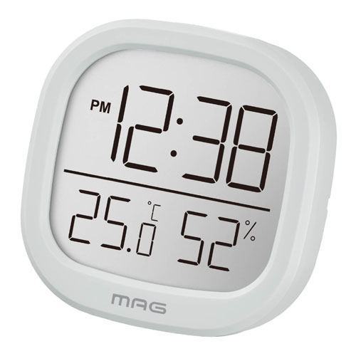 Temperature-Humidity Meters - ノア精密 時計付温度湿度計 ライトグレー TH106LGYZ