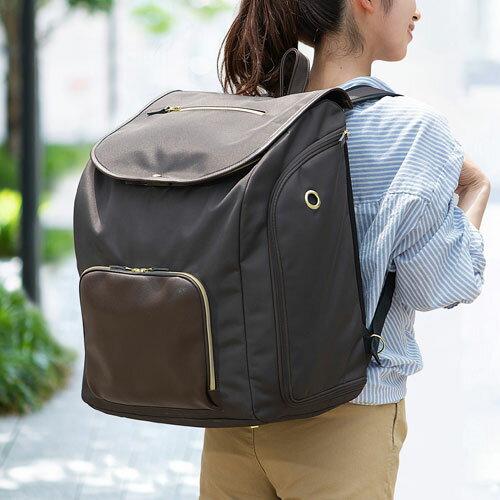 アイリスオーヤマ 前かけできるペットリュック P-MPR350 ブラウン