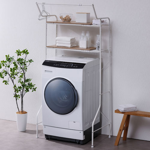 アイリスオーヤマ 伸縮スタイルランドリーラック ハンガーバー付き HSLR-EX895 ホワイト