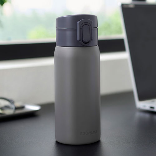 乐天商城 - アイリスオーヤマ ステンレスケータイボトル ワンタッチ 350ml SKB-O350 グレー