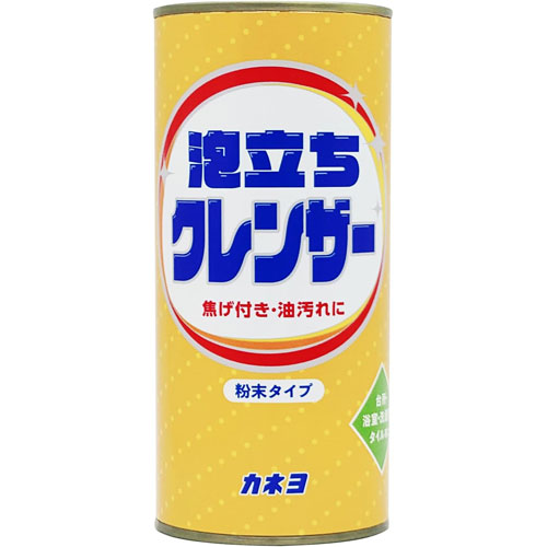 -------------------------------------------------------------- 画像はイメージです。 ※ PC環境により実際の色味や質感と異なって表示される場合がございます。 ※ 部品・パーツなどの一部の商品では本体の商品画像を使用しております。 ※ 製品の仕様・画像・パッケージは、メーカー側から予告なく変更される場合があります。 -------------------------------------------------------------- 豊かな泡立ちと研磨力で、ガンコな汚れをスッキリ落とします。 ●液体クレンザーよりも強力に磨き洗いができます。●きめ細やかな粒子と界面活性剤の働きで、汚れ落ちが抜群です。■表示成分/全成分研磨材(94％)、界面活性剤(3％、直鎖アルキルベンゼンスルホン酸塩)、工程剤■使用方法汚れに適量かけるか、やわらかいスポンジや布等につけ、水を少し含ませやさしくこする。使用後は必ず水拭きか水で洗い流す。※適するものでも材質によってキズがつくことがあります。目立たない所で試してからご使用ください。【使用上の注意】用途外に使用しない。子供の手の届く所に置かない。認知症の方などの誤食を防ぐため、置き場所に注意する。荒れ性の方や長時間使用する場合は、炊事用手袋を使う。食器、調理器具等に使用する場合は、使用後に水でよくすすぐ。すすぐときはスポンジ等を使って洗い流す。硬い道具(研磨材入りスポンジ・タワシ・金属タワシ等)は、キズがつくので使わない。柔らかい金属(銅・アルミ)、フッ素加工・テフロン加工製品、陶磁器(ボーンチャイナ等)、プラスチック等を洗う場合は、強くこするとキズがつくことがある。目立たない所で試してから使う。［応急処置］目に入った時は、こすらずすぐに流水で15分以上洗い流し、直後に必ず眼科医に相談する。飲み込んだ時は、吐かずに口をすすぎ、水を飲む等の処置をする。異常がある場合は医師に相談する。大量に口や鼻に入った時は、ただちに医師に連絡、相談する。■原産国日本 【メーカー・ブランド】 カネヨ石鹸 / かねよ 【#194】　