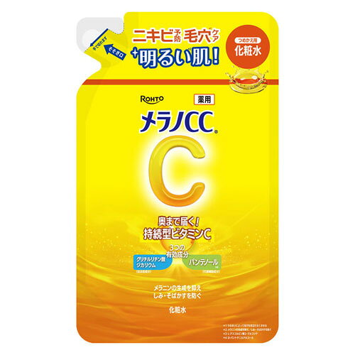 -------------------------------------------------------------- 画像はイメージです。 ※ PC環境により実際の色味や質感と異なって表示される場合がございます。 ※ 部品・パーツなどの一部の商品では本体の商品画像を使用しております。 ※ 製品の仕様・画像・パッケージは、メーカー側から予告なく変更される場合があります。 -------------------------------------------------------------- 3つの有効成分配合！毎日使える薬用ビタミンC化粧水 ●美白有効成分持続型ビタミンC誘導体(L-アスコルビン酸2-グルコシド)、抗炎症成分グリチルリチン酸ジカリウム、代謝補助成分パンテノール(D-パントテニルアルコール)の3つの有効成分が肌の奥まで浸透する薬用化粧水。●ニキビ・しみ(※1)の予防、毛穴悩み(※2)にも。毎日使いで明るい(※1)肌。柑橘系の香り。※1…メラニンの生成を抑え、しみ・そばかすを防ぐ※2…うるおいによって毛穴を目立たなくさせる■表示成分/全成分有効成分…L-アスコルビン酸2-グルコシド(持続型ビタミンC誘導体)、グリチルリチン酸ジカリウム、D-パントテニルアルコール(パンテノール)その他の成分…アスコルビン酸(ビタミンC)、グレープフルーツエキス、レモンエキス、アルピニアカツマダイ種子エキス(アルピニアホワイト)、ドクダミエキス、ユキノシタエキス、BG、DPG、乳酸Na液、POE(26)グリセリル、l-メントール、POPメチルグルコシド、無水エタノール、エタノール、フェノキシエタノール、シクロヘキサンジカルボン酸ビスエトキシジグリコール、POE・POPデシルテトラデシルエーテル、クエン酸ナトリウム水和物、POE・ジメチコン共重合体、POE・POPジメチコン共重合体、水酸化K、メチルフェニルポリシロキサン、メチルポリシロキサン、無水クエン酸、キサンタンガム、エデト酸塩、香料■使用方法洗顔後、手のひら、又はコットンに適量をとり、肌になじませるようにやさしくパッティングしてしみこませてください。【使用上の注意】傷、はれもの、湿疹等、異常のある部位には使用しないでください。お肌に異常が生じていないかよく注意してご使用ください。使用中、又は使用後日光にあたって、赤み、はれ、かゆみ、刺激、色抜け(白斑等)や黒ずみ等の異常が現れた時は、使用を中止し、皮フ科専門医等へのご相談をおすすめします。そのまま使用を続けますと症状が悪化することがあります。目に入らないようご注意ください。万一目に入った場合は、すぐに水又はぬるま湯で洗い流してください。なお、異常が残る場合は、眼科医にご相談ください。高温又は低温の場所、直射日光を避け、保管してください。乳幼児の手の届かないところに保管してください。衣服・寝具・家具・床等につかないよう十分ご注意ください。(材質によっては落ちにくいことや変色することがあります)■原産国非公開 【発売元、製造元、輸入元又は販売元】ロート製薬 商品区分：医薬部外品広告文責：ナチュラルウェブ株式会社TEL：03-6423-0750※パッケージ・内容等予告なく変更する場合がございます。 【メーカー・ブランド】 ROHTO / ろーとせいやく 【#194】　