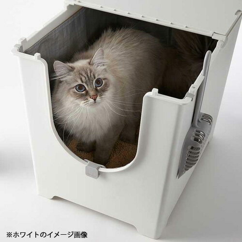 【送料無料】猫 猫トイレ ペット 掃除のしやすい猫トイレ 機能的 オシャレ 飛び散り防止 猫砂 シート カバー 人気 グレー Gray スコップ付き