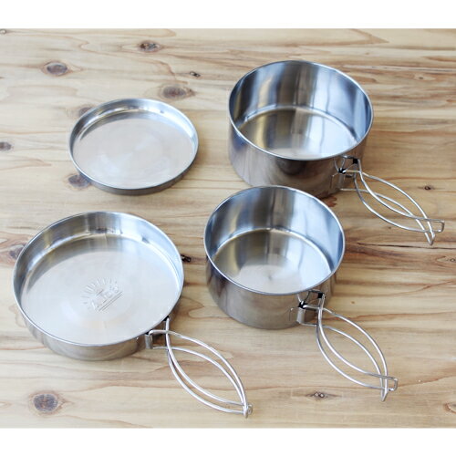 キャンプ クッカーセット 鍋4点セット アウトドア お得セット ギア 携帯袋付き スタッキング コンパクト 軽量 ソロキャンプ デイキャンプ ファミリーキャンプ通販格安セール情報 楽天 通販