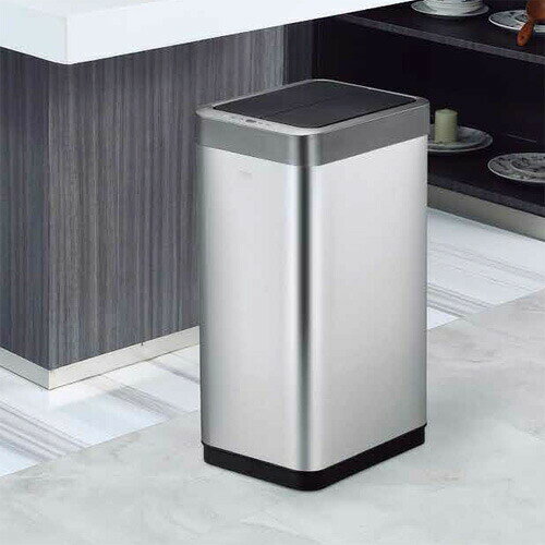 一年保証 EKO自動開封センサーゴミ箱 ファントムXセンサービン 45L シルバー EK9261MT-45L ダストボックス 45リットル 衛生的 おしゃれ スリム 自動 ふた付き [2]