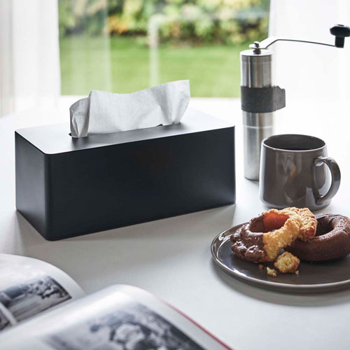 山崎実業 厚型対応ティッシュケース タワー tower ブラック 3902