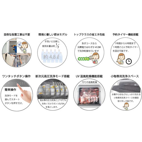 送料無料 追加で何個買っても同梱０円 あす楽 Ainx アイネクス 2way 食洗機 食器洗い乾燥機 Uv 除菌 予約 迅速な対応で商品をお届け致します 分岐水栓 1年保証 温風 エコ 乾燥 タイマー 工事不要 節水