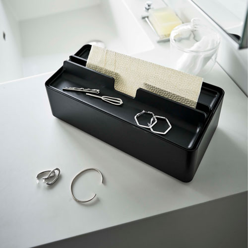 山崎実業 トレー蓋付きペーパータオルケース タワー tower ブラック 5875 [2]