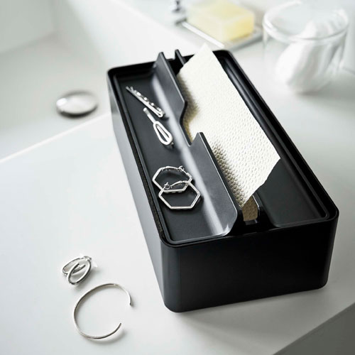 山崎実業 トレー蓋付きペーパータオルケース タワー tower ブラック 5875 [3]