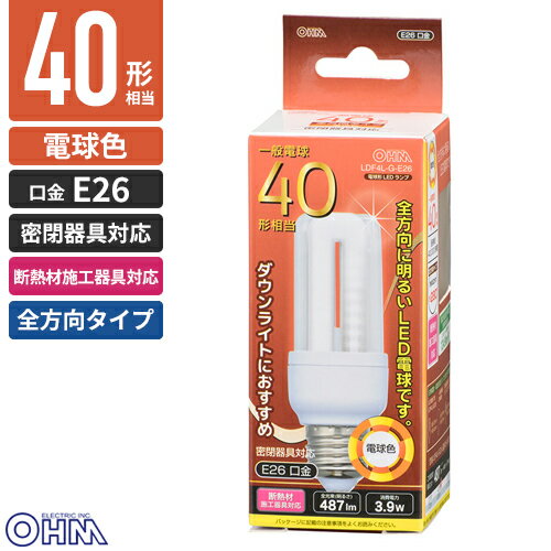 LED電球 D形 E26 40形相当 電球色06-1678 LDF4L-G-E26[LED電球・直管:LED電球D形]