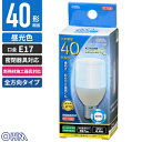 オーム電機 LED電球 T形 E17 40W形相当 昼光色 全方向タイプ 断熱材施工器具 LDT4D-G-E17 IG92