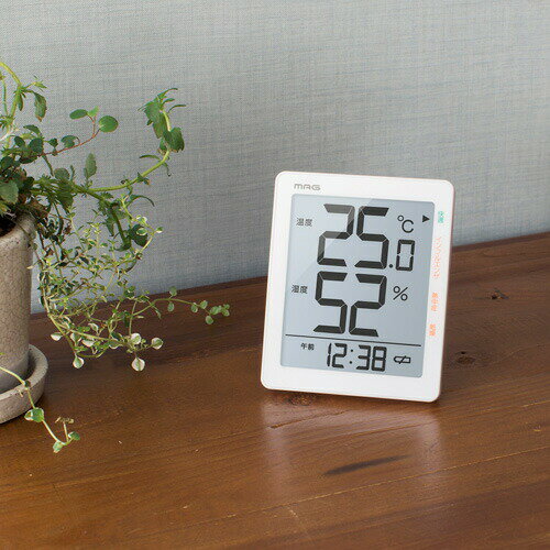 ノア精密 MAG デジタル温度湿度計 大きな液晶 ホワイト TH-105 WH [3]
