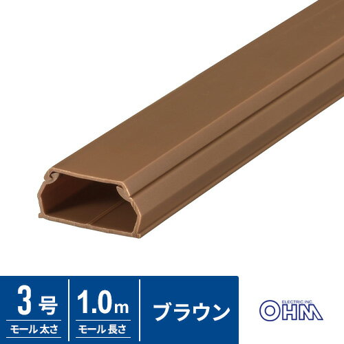 オーム電機 ABSモール 3号 1m ブラウン DZ-AM31-T